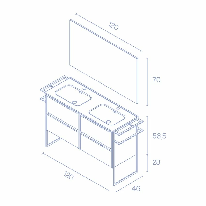 Grosses soldes 🔥 Amizuva Ensemble de meuble, vasque et miroir KEIKO avec quatre tiroirs H.56,5 x L.120 x P.46 , effet blanc brillant 🛒 6 Grosses soldes 🔥 Amizuva Ensemble de meuble, vasque et miroir KEIKO avec quatre tiroirs H.56,5 x L.120 x P.46 , effet blanc brillant 🛒 – Image 6