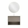 Vente flash 👏 Amizuva Ensemble de meuble, vasque et miroir NIWA avec un tiroir et un niche H.56,5 x L.80 x P.46 , effet Fumé sablé 🤩