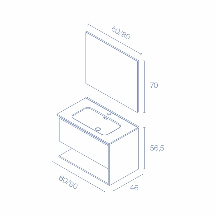 Budget đ Amizuva Ensemble de meuble, vasque et miroir NIWA avec un tiroir et un niche H.56,5 x L.60 x P.46 , effet ChĂȘne sablĂ© đ 3 Budget đ Amizuva Ensemble de meuble, vasque et miroir NIWA avec un tiroir et un niche H.56,5 x L.60 x P.46 , effet ChĂȘne sablĂ© đ â Image 3