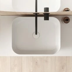 Acheter 🧨 Amizuva Meuble simple vasque NIWA TOP avec un tiroir et un niche H.56,5 x L.80 x P.46 , effet blanc brillant | Il comprend la vasque en céramique 👏 -Métal Soldes 8414623501752 3 2