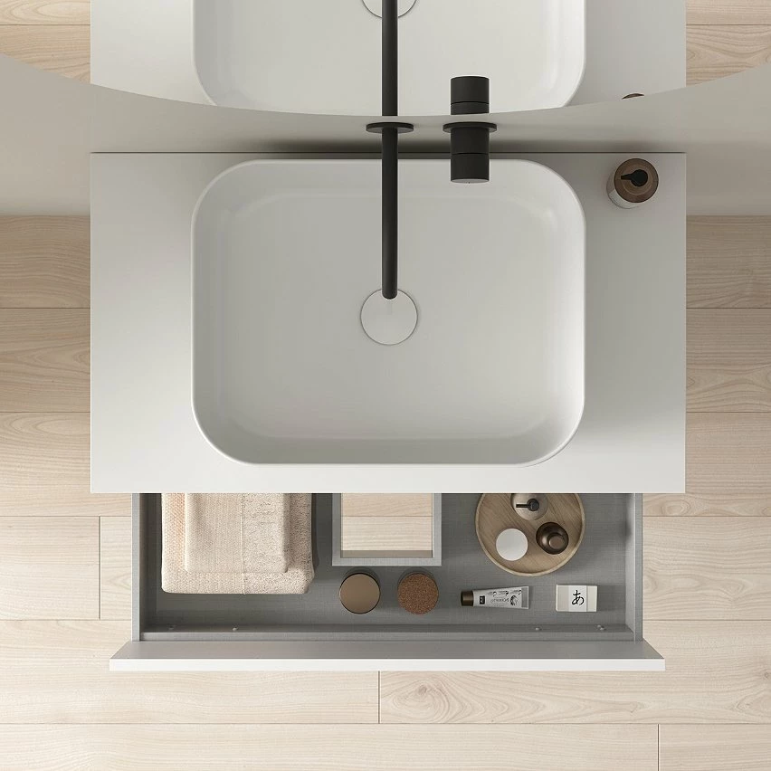 Sortie đ„ Amizuva Ensemble de meuble, vasque et miroir NIWA TOP avec un tiroir et un niche H.56,5 x L.80 x P.46 , effet ChĂȘne sablĂ© đ 4 Sortie đ„ Amizuva Ensemble de meuble, vasque et miroir NIWA TOP avec un tiroir et un niche H.56,5 x L.80 x P.46 , effet ChĂȘne sablĂ© đ â Image 4