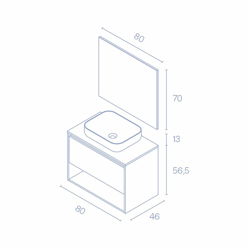 Coupon ⭐ Amizuva Meuble simple vasque NIWA TOP avec un tiroir et un niche H.56,5 x L.80 x P.46, effet Chêne sablé | Il comprend la vasque en céramique 👏 5 Coupon ⭐ Amizuva Meuble simple vasque NIWA TOP avec un tiroir et un niche H.56,5 x L.80 x P.46, effet Chêne sablé | Il comprend la vasque en céramique 👏 – Image 5
