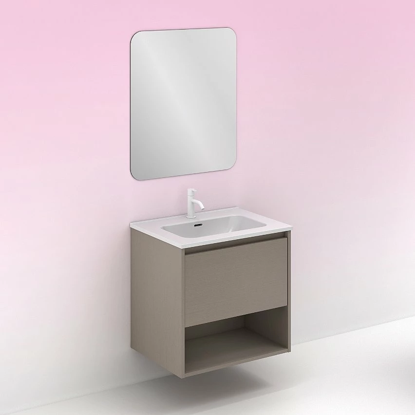 Meilleur prix 👏 Amizuva Meuble simple vasque NIWA avec un tiroir et un niche H.56,5 x L.60 x P.46 , effetFumé sablé | Il comprend la vasque en céramique 🧨 6 Meilleur prix 👏 Amizuva Meuble simple vasque NIWA avec un tiroir et un niche H.56,5 x L.60 x P.46 , effetFumé sablé | Il comprend la vasque en céramique 🧨 – Image 6