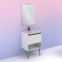 Meilleure affaire 🤩 Amizuva Meuble simple vasque YOKO avec un tiroir et un niche H.56,5 x L.60 x P.46 , effet blanc brillant | Il comprend la vasque en céramique 👏 11 Meilleure affaire 🤩 Amizuva Meuble simple vasque YOKO avec un tiroir et un niche H.56,5 x L.60 x P.46 , effet blanc brillant | Il comprend la vasque en céramique 👏 -Métal Soldes 8414623501943 6 1