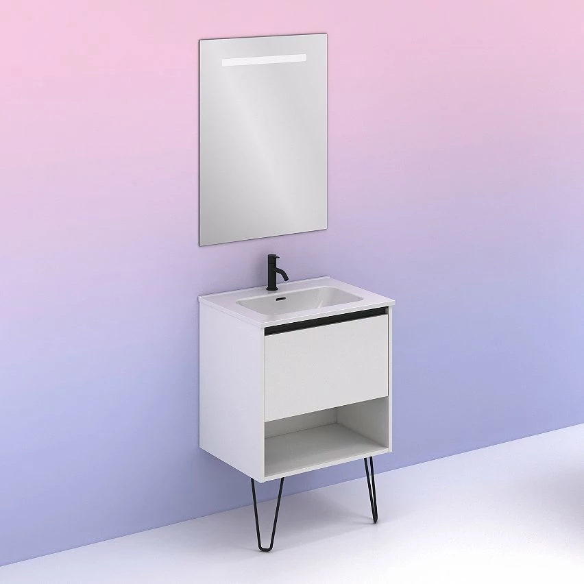 Meilleure affaire 🤩 Amizuva Meuble simple vasque YOKO avec un tiroir et un niche H.56,5 x L.60 x P.46 , effet blanc brillant | Il comprend la vasque en céramique 👏 6 Meilleure affaire 🤩 Amizuva Meuble simple vasque YOKO avec un tiroir et un niche H.56,5 x L.60 x P.46 , effet blanc brillant | Il comprend la vasque en céramique 👏 – Image 6