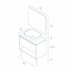 Vente flash ✨ Amizuva Meuble simple vasque NARA TOP avec un tiroir et un niche H.56,5 x L.80 x P.46 , effet Blanco Mate/ Chêne sablé | Il comprend la vasque en céramique 🥰 11 Vente flash ✨ Amizuva Meuble simple vasque NARA TOP avec un tiroir et un niche H.56,5 x L.80 x P.46 , effet Blanco Mate/ Chêne sablé | Il comprend la vasque en céramique 🥰 -Métal Soldes 8414623501950 6