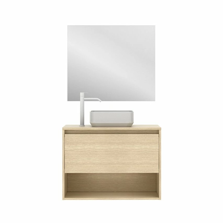 Coupon ⭐ Amizuva Meuble simple vasque NIWA TOP avec un tiroir et un niche H.56,5 x L.80 x P.46, effet Chêne sablé | Il comprend la vasque en céramique 👏 1 Coupon ⭐ Amizuva Meuble simple vasque NIWA TOP avec un tiroir et un niche H.56,5 x L.80 x P.46, effet Chêne sablé | Il comprend la vasque en céramique 👏