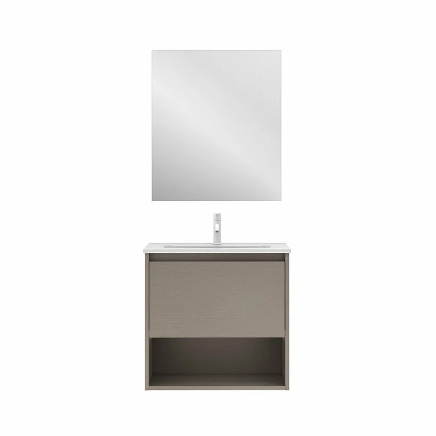 Meilleur prix 👏 Amizuva Meuble simple vasque NIWA avec un tiroir et un niche H.56,5 x L.60 x P.46 , effetFumé sablé | Il comprend la vasque en céramique 🧨 1 Meilleur prix 👏 Amizuva Meuble simple vasque NIWA avec un tiroir et un niche H.56,5 x L.60 x P.46 , effetFumé sablé | Il comprend la vasque en céramique 🧨