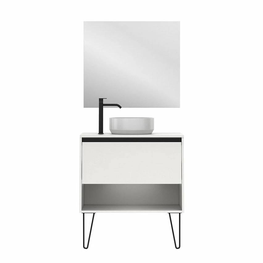 Nouveau 😉 Amizuva Meuble simple vasque YOKO TOP avec un tiroir et un niche H.56,5 x L.80 x P.46 , effet blanc brillant | Il comprend la vasque en céramique 🔔 1 Nouveau 😉 Amizuva Meuble simple vasque YOKO TOP avec un tiroir et un niche H.56,5 x L.80 x P.46 , effet blanc brillant | Il comprend la vasque en céramique 🔔