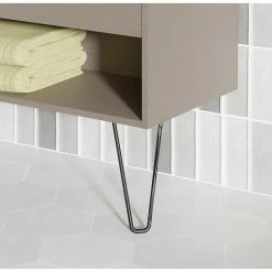Coupon 🔔 Amizuva Ensemble de meuble, vasque et miroir YOKO TOP avec un tiroir et un niche H.56,5 x L.80 x P.46 , effet Fumé sablé ✨ -Métal Soldes 8414623502131 4 10