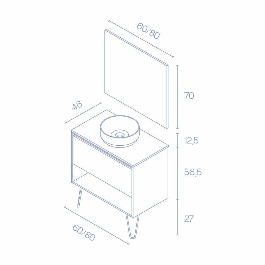 De gros 😍 Amizuva Ensemble de meuble, vasque et miroir YOKO TOP avec un tiroir et un niche H.56,5 x L.60 x P.46 , effet Fumé sablé ✨ 6 De gros 😍 Amizuva Ensemble de meuble, vasque et miroir YOKO TOP avec un tiroir et un niche H.56,5 x L.60 x P.46 , effet Fumé sablé ✨ – Image 6
