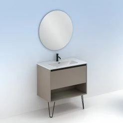 Acheter 🛒 Amizuva Ensemble de meuble, vasque et miroir YOKO avec un tiroir et un niche H.56,5 x L.80 x P.46 , effet Fumé sablé 🔔 13 Acheter 🛒 Amizuva Ensemble de meuble, vasque et miroir YOKO avec un tiroir et un niche H.56,5 x L.80 x P.46 , effet Fumé sablé 🔔 -Métal Soldes 8414623502148 6