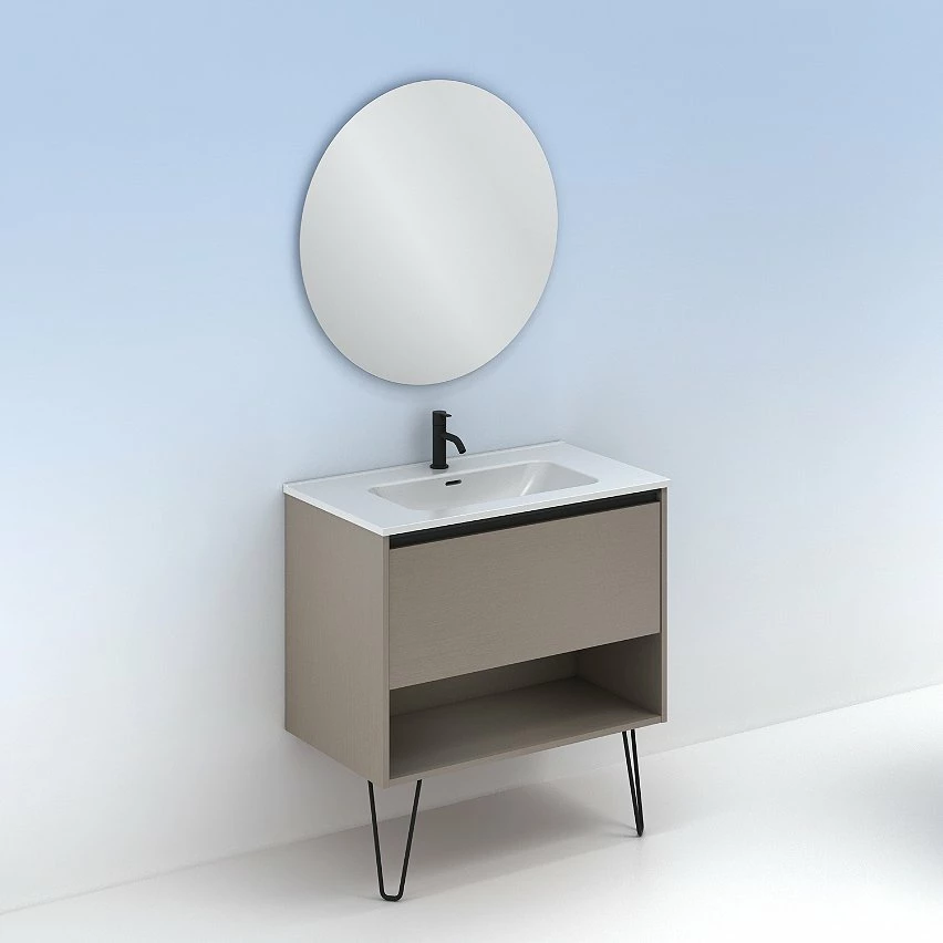 Acheter 🛒 Amizuva Ensemble de meuble, vasque et miroir YOKO avec un tiroir et un niche H.56,5 x L.80 x P.46 , effet Fumé sablé 🔔 7 Acheter 🛒 Amizuva Ensemble de meuble, vasque et miroir YOKO avec un tiroir et un niche H.56,5 x L.80 x P.46 , effet Fumé sablé 🔔 – Image 7