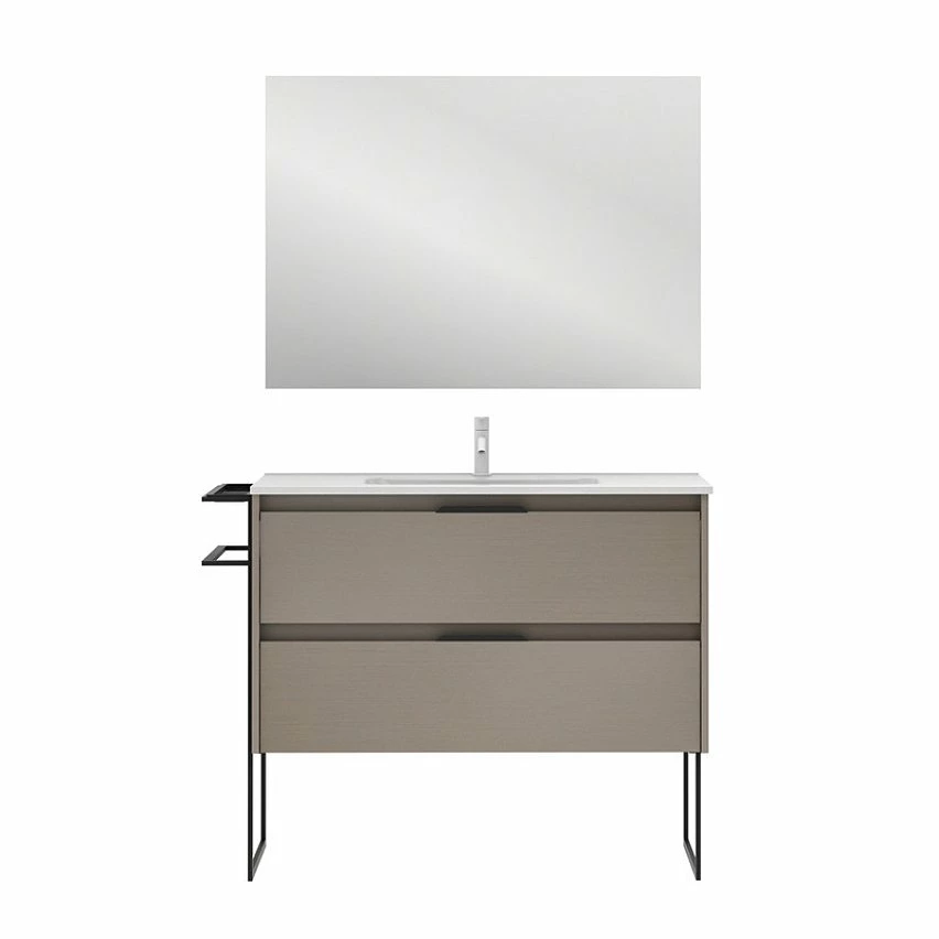 Le moins cher ⭐ Amizuva Meuble simple vasque KEIKO avec deux tiroirs H.56,5 x L.100 x P.46 , effet Fumé sablé | Il comprend la vasque en céramique ❤️ 1 Le moins cher ⭐ Amizuva Meuble simple vasque KEIKO avec deux tiroirs H.56,5 x L.100 x P.46 , effet Fumé sablé | Il comprend la vasque en céramique ❤️