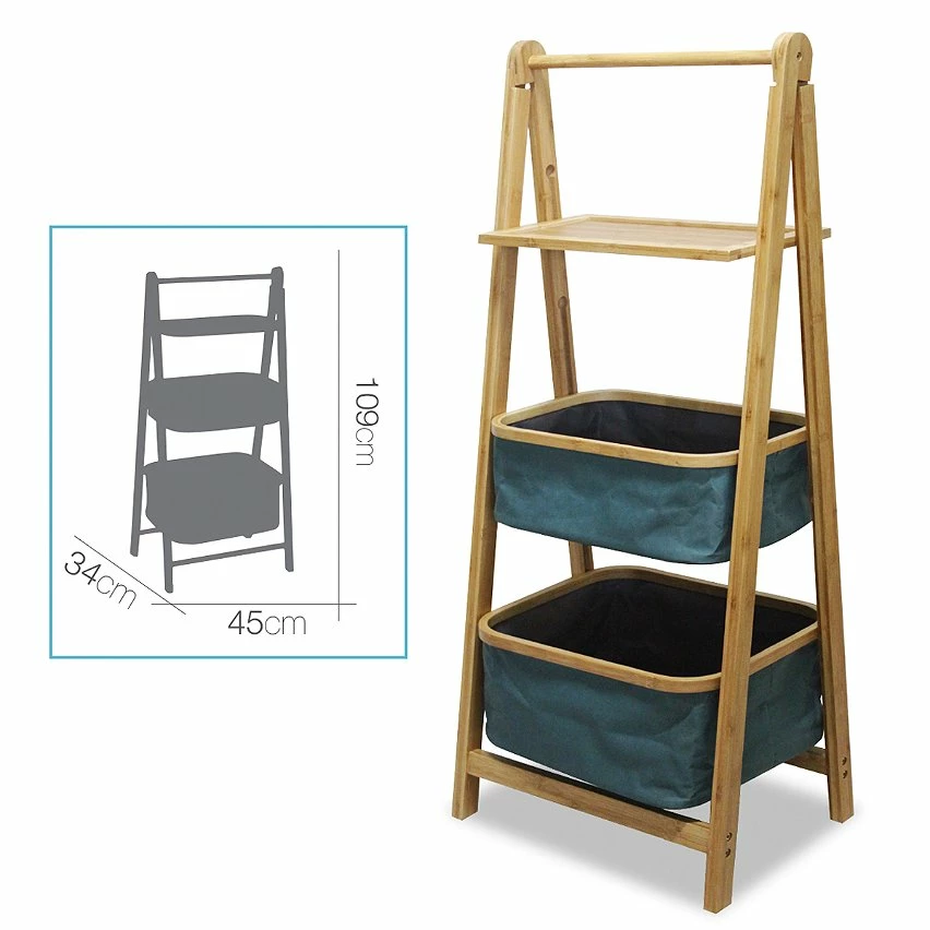 Le moins cher ✔️ Urban Living Étagère de salle de bain en bambou avec paniers 45x34xH109 cm 🧨 2 Le moins cher ✔️ Urban Living Étagère de salle de bain en bambou avec paniers 45x34xH109 cm 🧨 – Image 2