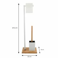 Remise 🌟 MSV Combiné Wc Bambou & Acier Blanc 💯 -Métal Soldes 8422914500186 5