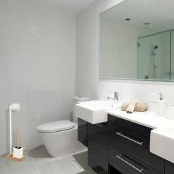 Remise 🌟 MSV Combiné Wc Bambou & Acier Blanc 💯 -Métal Soldes 8422914500186 6