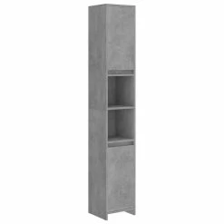 Métal Soldes 25 Promo 🎁 vidaXL Armoire de salle de bain Gris béton 30x30x183,5 cm Aggloméré ✨